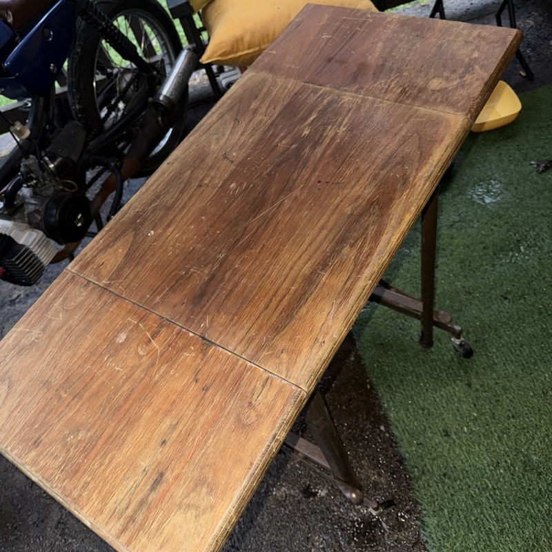 VTG MCM Hi-Lo Typewriter Stand Metalstand Industrial Rolling Table Metal & Wood gallery