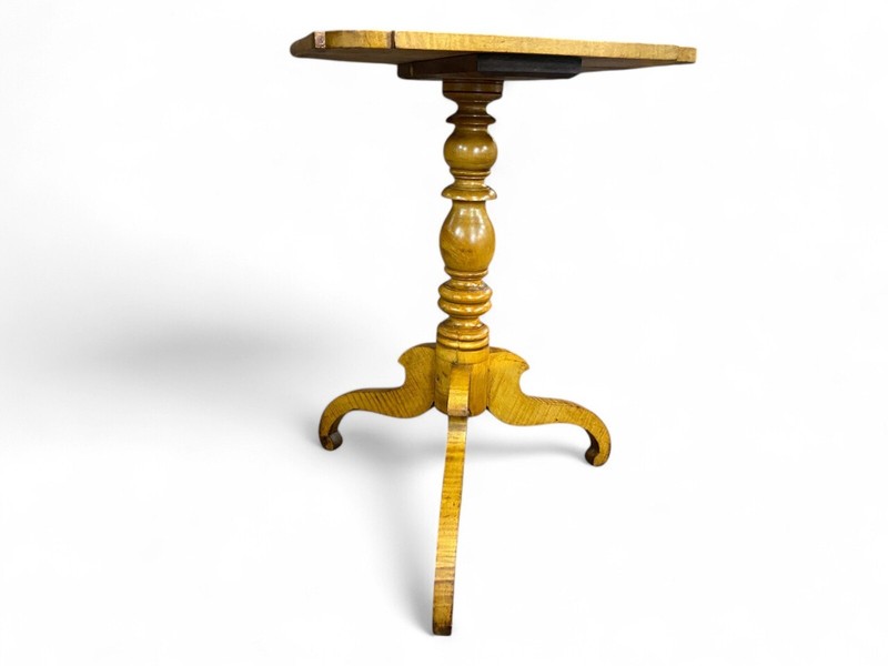 19th Century Tiger Maple Candle Stand gallery