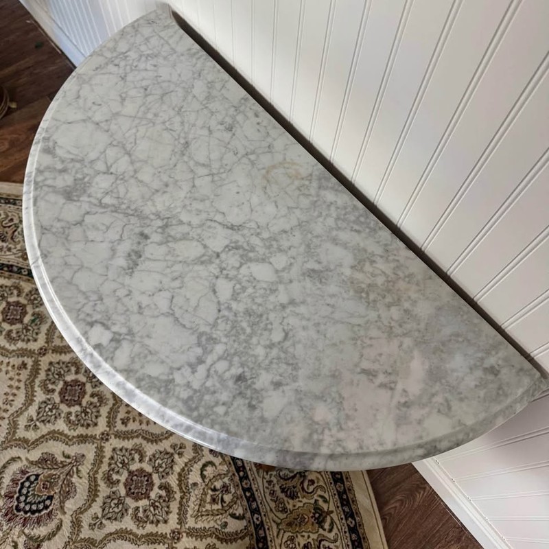 Hand-Carved Swan Console Table with Italian Marble Top gallery