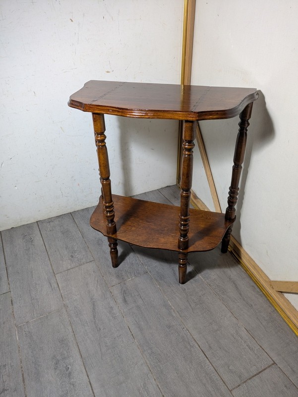 Vintage Demilune Half Moon Console Entry Table Turned Spindle Legs Federal K46 gallery