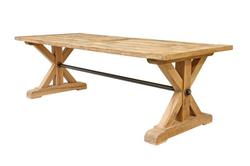 LARGE SOLID HANDMADE OAK X FRAME DINING TABLE