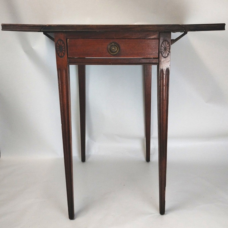 Forbert of Virginia Mahogany Drop Leaf Side Table Leather Top 24k Gold w/Drawer gallery