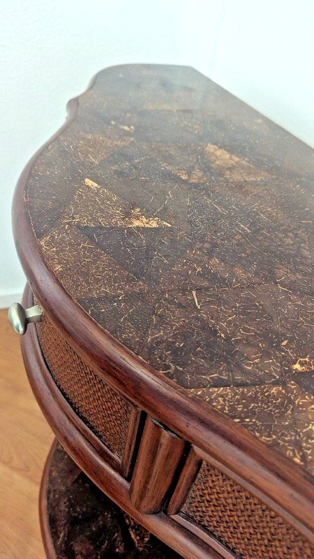 Vintage Brithis Colonial Style Table Half Moon Made of Coconut and Bamboo gallery