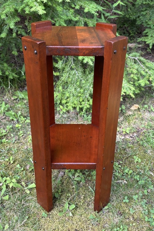 1950 RICHARD LEE LONGABERGER Hand Made Solid Wood 2 Tier Plant Stand SIGNED gallery