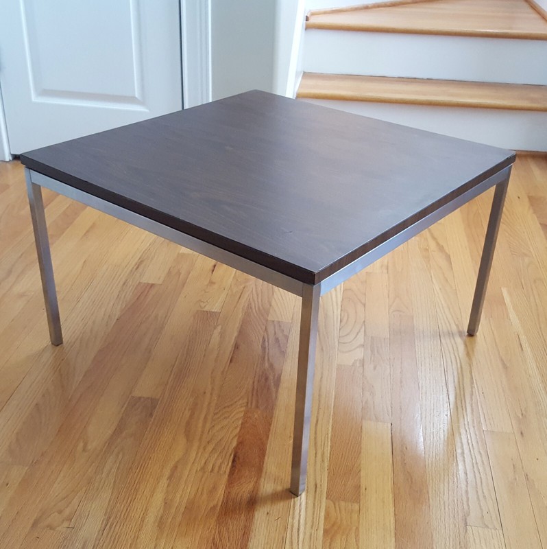 Vintage MCM Florence Knoll Square Table Silver/Brown 1950s/60s Elegant & Sleek! gallery