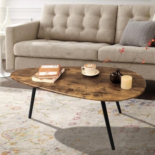 Stylish Mid Century Modern Coffee Table - Rustic Oval Accent Table for Living Ro gallery