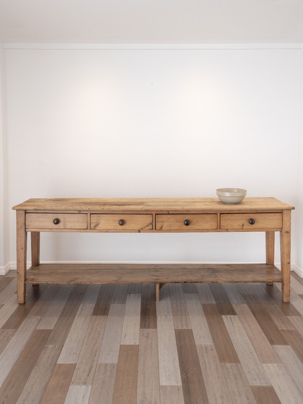 Antique English Pine Drapers Table Console Sofa Hall Farmhouse Shop Display 8ft gallery