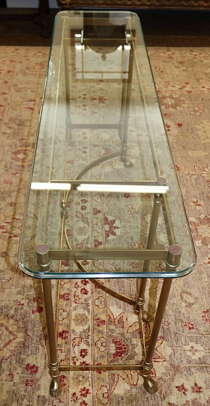Vintage Labarge Hollywood Regency Glass & Brass Console Table gallery