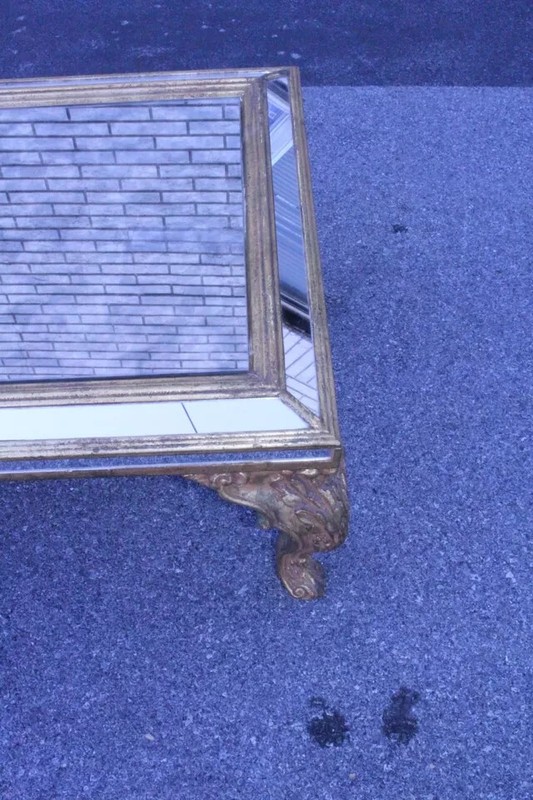 Gorgeous Italian Mirrored Carved Coffee Table with Gold Leaf gallery