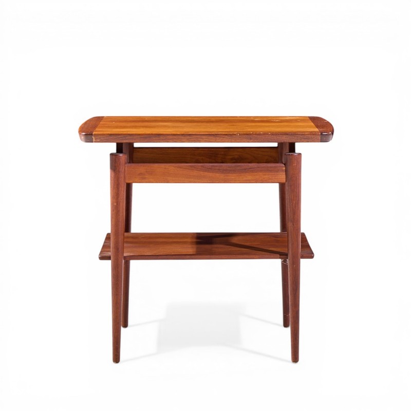 Jens Risom Mid Century Walnut Floating Side End Tables - Pair gallery