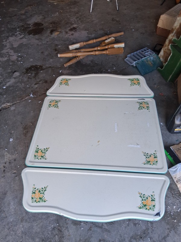 Vintage Enamel Top Fold Down Kitchen Table With Drawer Wood Base Pick-up In WI