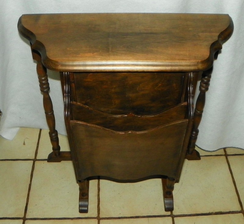 Mahogany Entry Table / Demilune Table with Magazine Holder (ENT22)