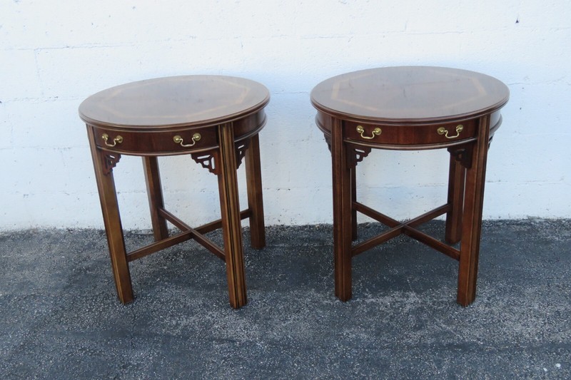 Lane Hollywood Regency Inlay Side End Tables by Lane a Pair 3739 gallery