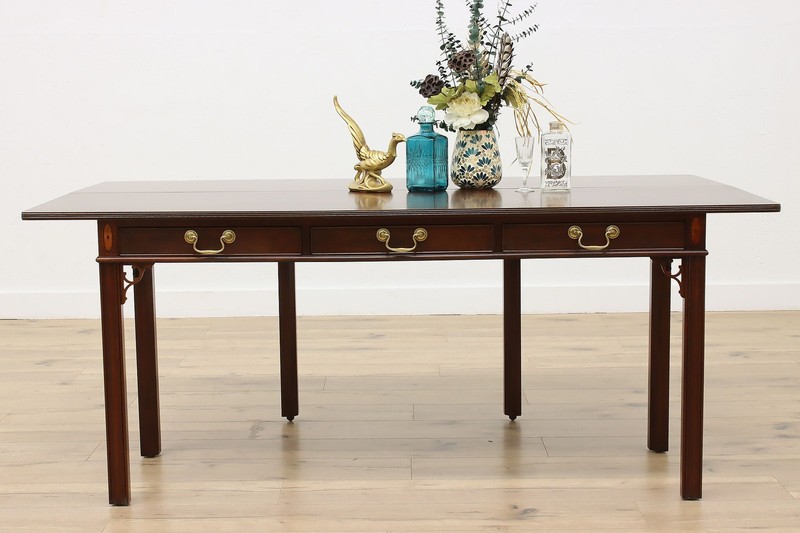 Georgian Mahogany Flip Top Hall Console & Dining Table Baker #56926 gallery