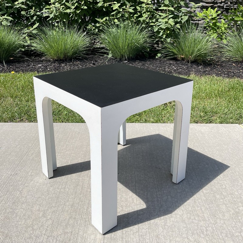 Vintage Mid Century Laminate Harlequin Parsons Side Table Milo Baughman style