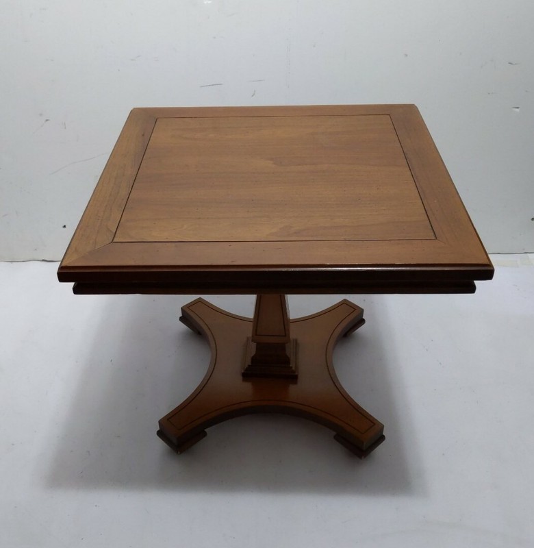 Vintage Square Cocktail Pedestal Wood Table Plant Stand Regency Neoclassical gallery