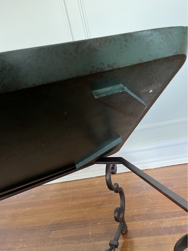 Italian Lacquered And Hand-Painted Gilt Wood Tray Top Coffee Table With Wrought gallery