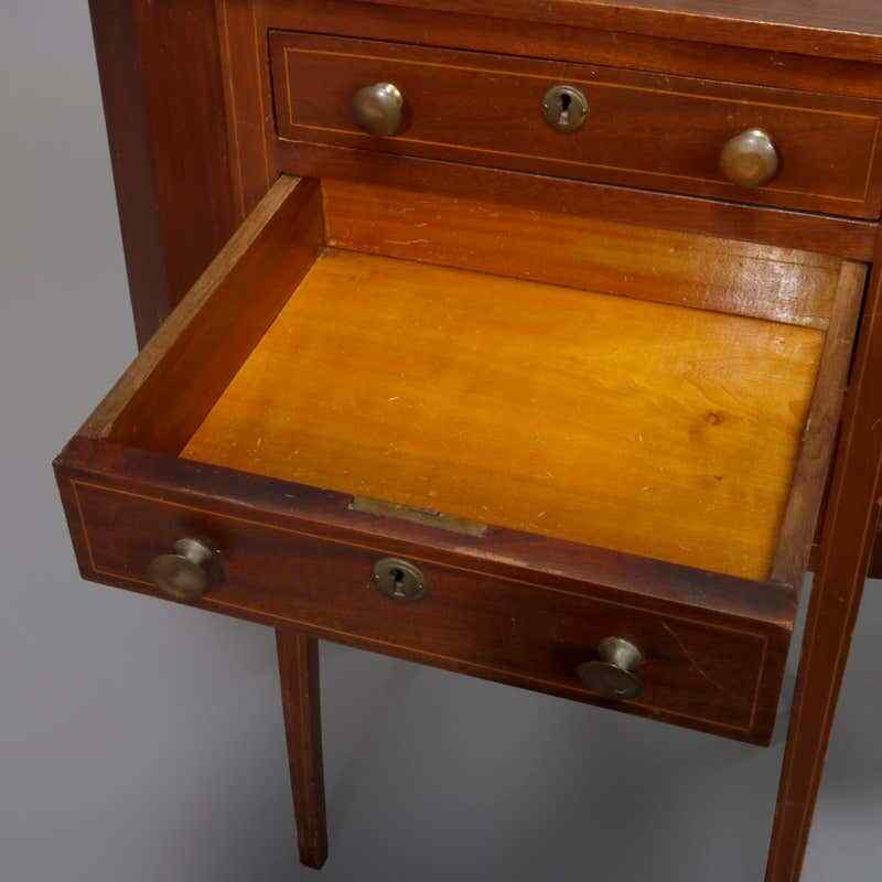 Antique Mahogany Sewing Stand with Project Pockets C1930 gallery