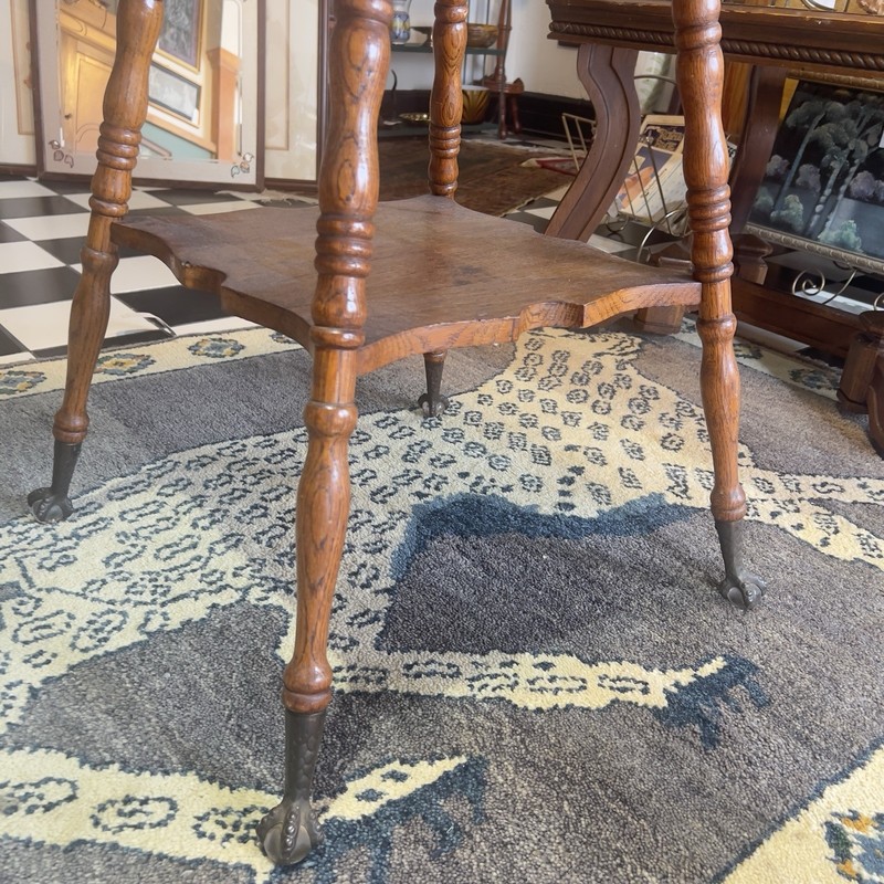 Antique Parlor Table w/ Marble Talon Glass Feet 1900's Original Condition gallery
