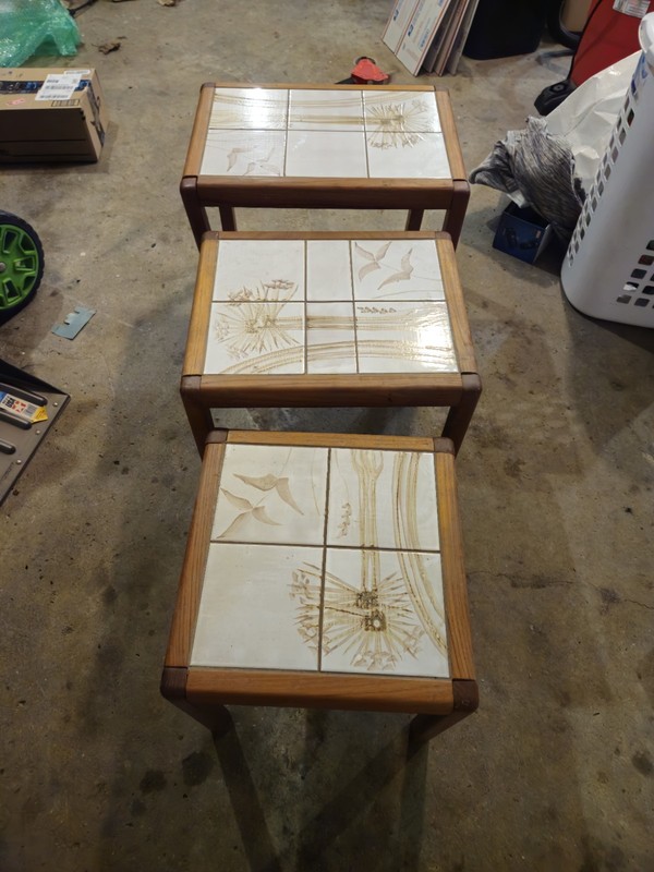MCM Danish Nesting Tables Mobelfabrikken Toften Teak Tile Top 20"x14" Height 18" gallery