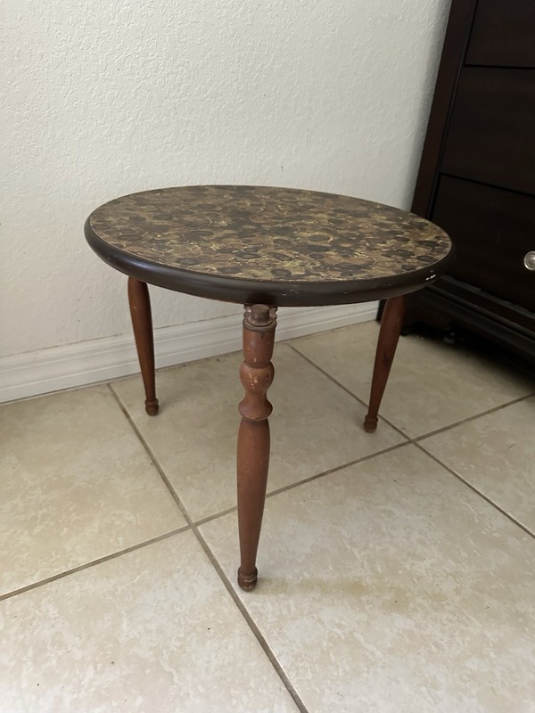 Mid Century Modern Neutral Color Wood Side Table MCM