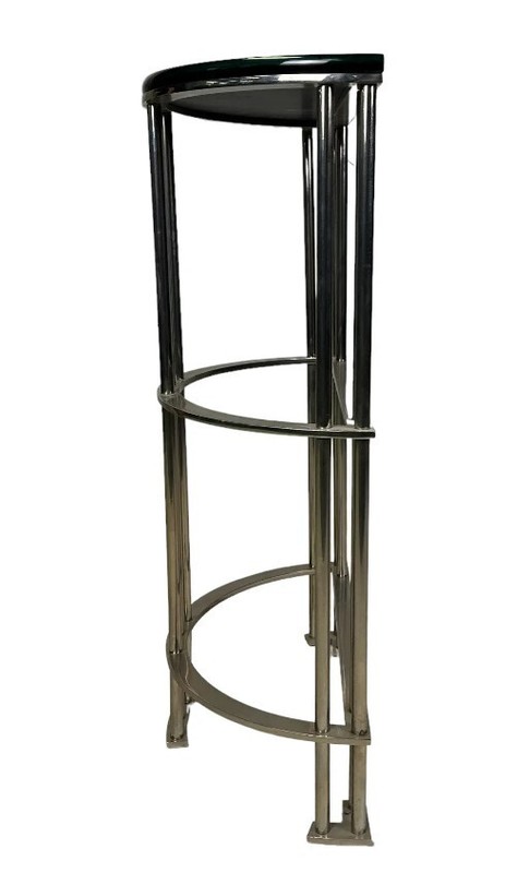 Demilune Console Table By Jean Michel Wilmotte Art Deco Chrome Black Glass Top gallery