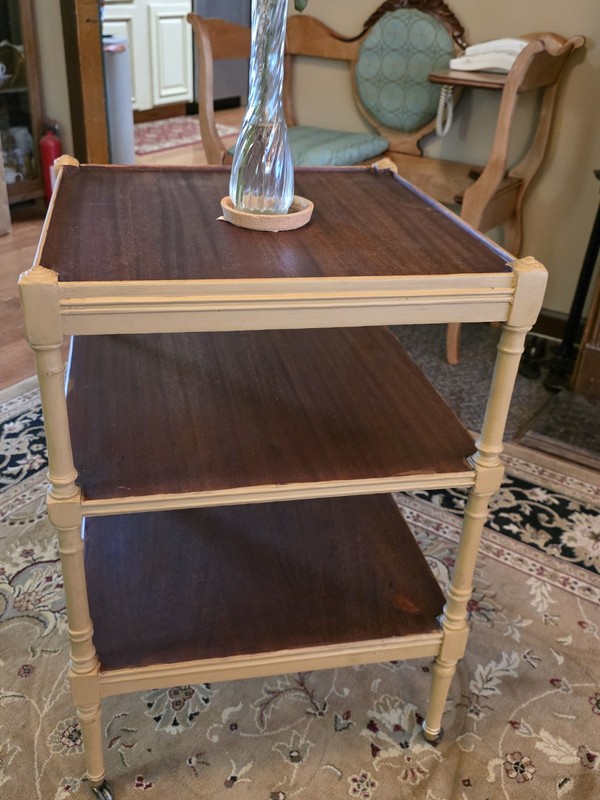Vintage Rengency Style 3 Tiered Table with Casters Solid Wood gallery