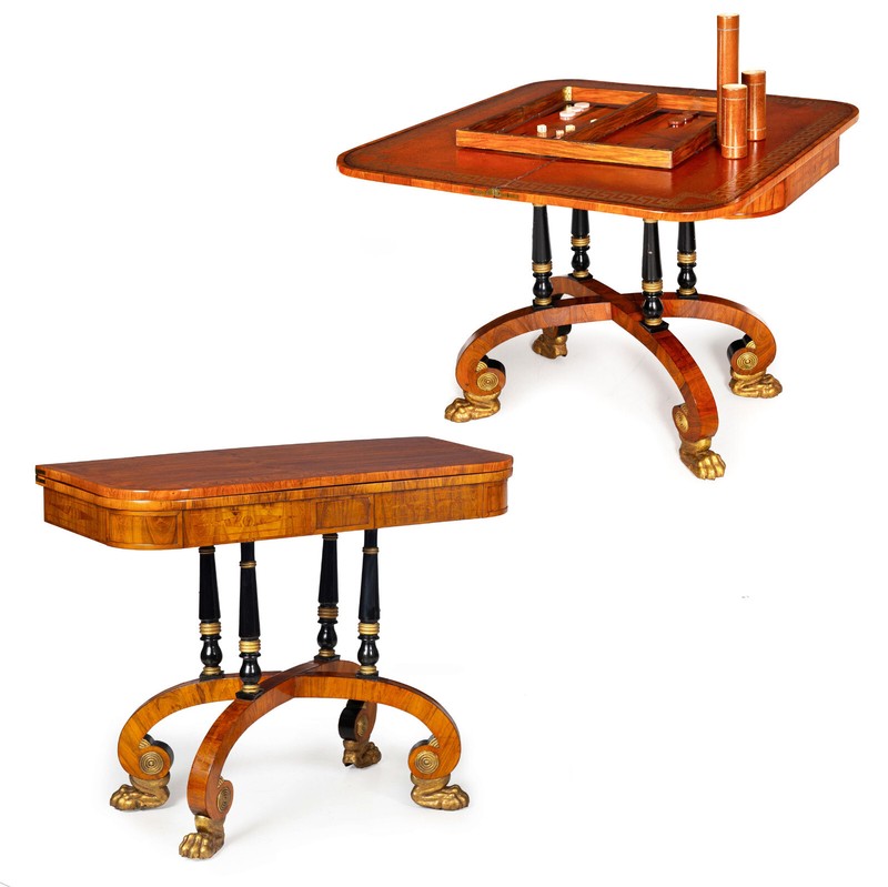 Fine Rare Pair of 19th Century English Antique Rosewood Games Tables