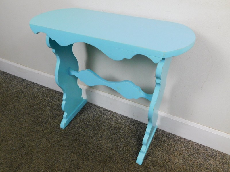 1930s Deco Small Console Table Painted Wood Hallway Stand Antique Trestle 26″ W