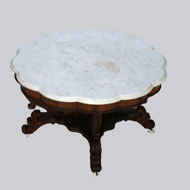 Victorian Berkey and Gay School Carved Mahogany & Rosewood Table C1880 gallery