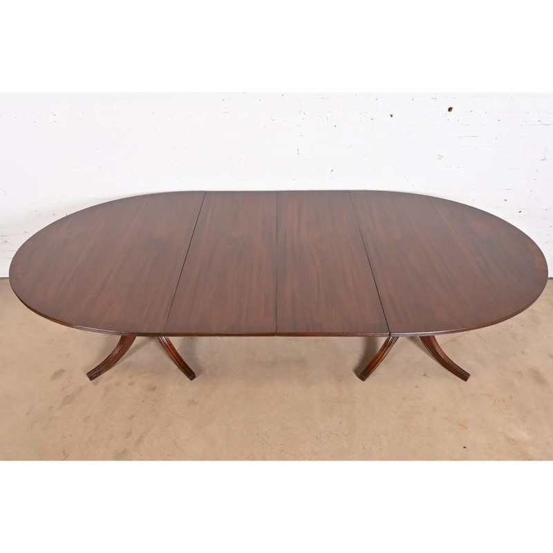 Baker Furniture Style Georgian Mahogany Extension Dining Table, Newly Refinished gallery
