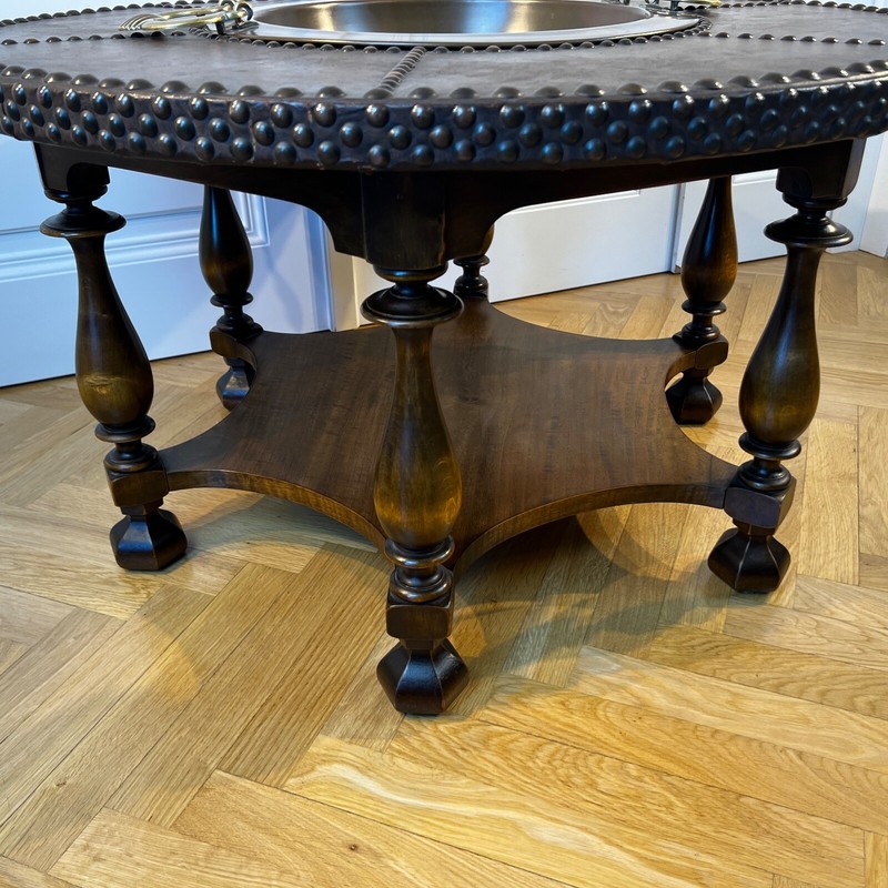 Important Otto Schulz for Boet Sweden Couch table leather brass wood oak Germany gallery