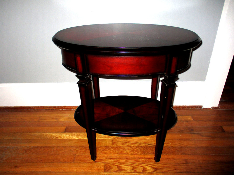 BOMBAY COMPANY Sheraton Style Mahogany TWO TIER Accent Table w/ Drawer