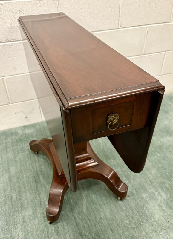 J. & J.W. Meeks Mahogany Drop Leaf Empire Sunderland Style Pedestal Table; 1850 gallery