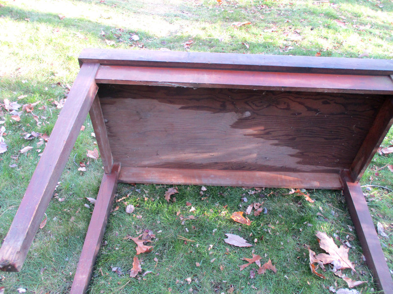 Antique Bucket Bench Side Table Work Stand org. Red Wash gallery