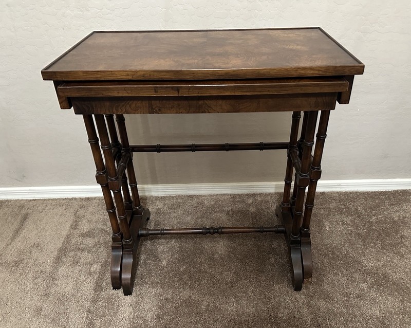 Antique French Nesting Tables Set of 2 – Walnut Burl
