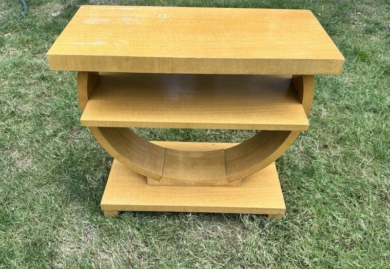 Rare 1920-1940s Gilbert Rohde Brown Saltman Style Art Deco “Ring” Wood End Table