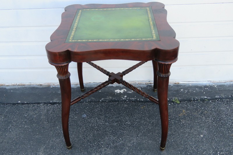 Flame Mahogany Leather Top Side End Table 9748
