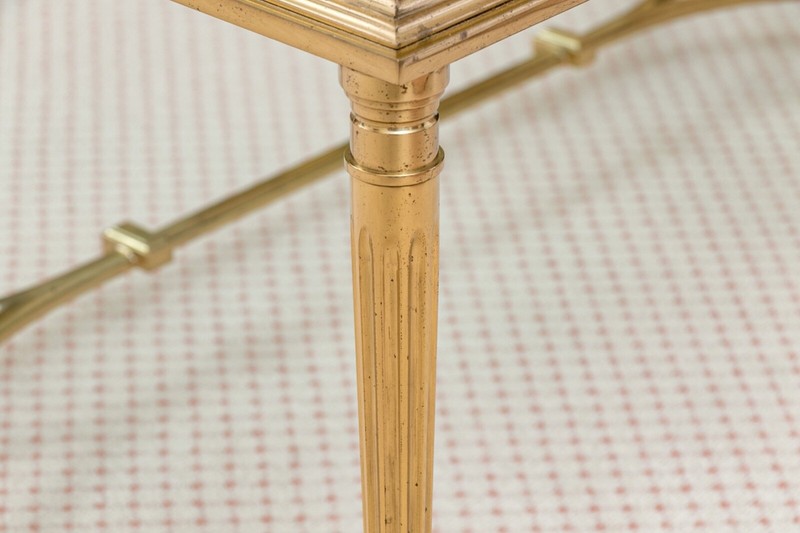 Vintage Louis XVI Style Brass And Glass Top Square Coffee Table gallery