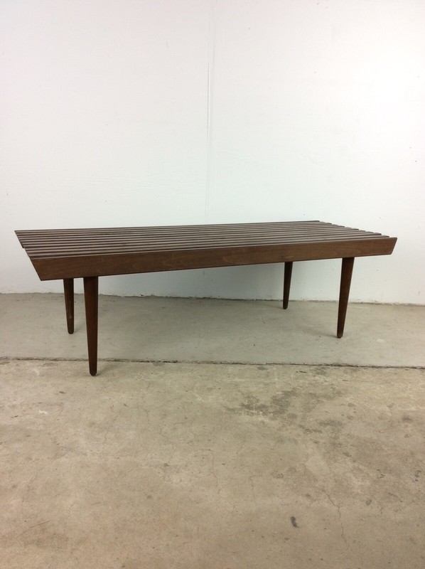 Mid Century Modern Slat Bench Coffee Table Styled After Adrian Pearsall