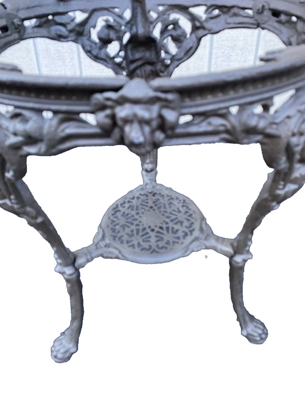 66135 Quality Cast Iron Figural Table with Glass Top gallery