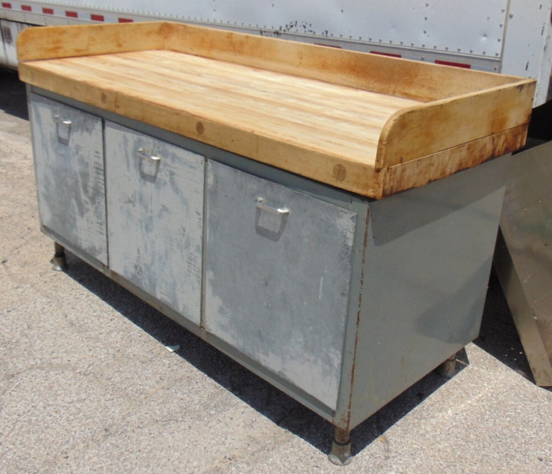 Vtg Industrial Chef Butcher Block bakers WorkStation Table 72×30
