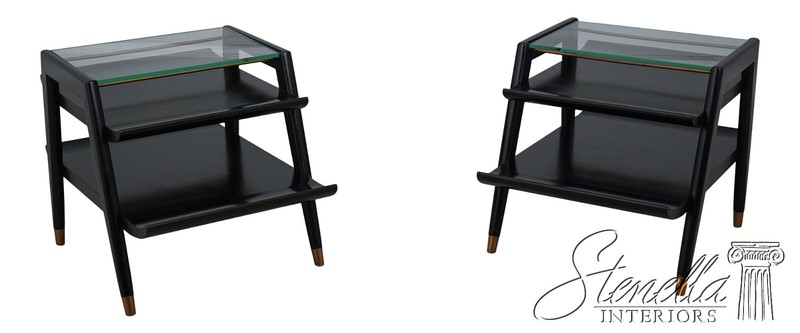 F60738EC: Pair James Mont Style Mid Century Modern Lamp Tables