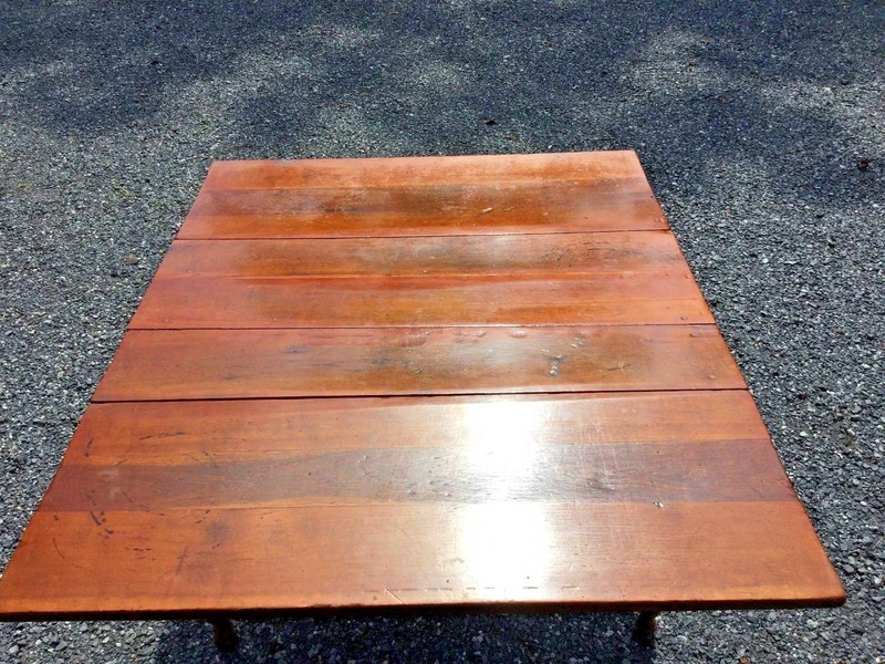 Vintage Antique Handmade Wooden Table with Fold Down Sides Early 1900's gallery