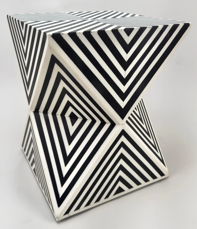 Art Deco Style Black and White Resin Sculptural Side, End Table or Stool, a Pair gallery