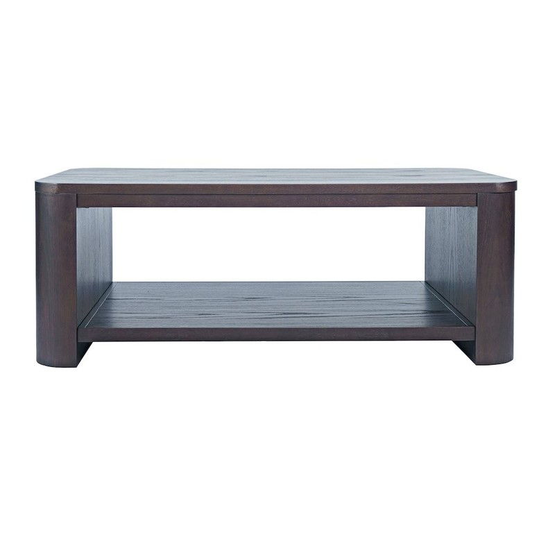 Janzen Contemporary Modern 50″ Rolling Coffee Table with Open Storage Shelf