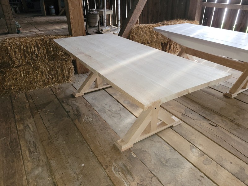 Handbuilt Solid Ash Trestle Table 30” H x 40” W x 90” L