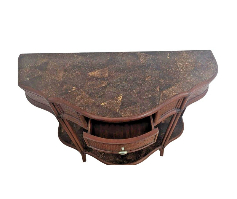 Vintage Brithis Colonial Style Table Half Moon Made of Coconut and Bamboo gallery