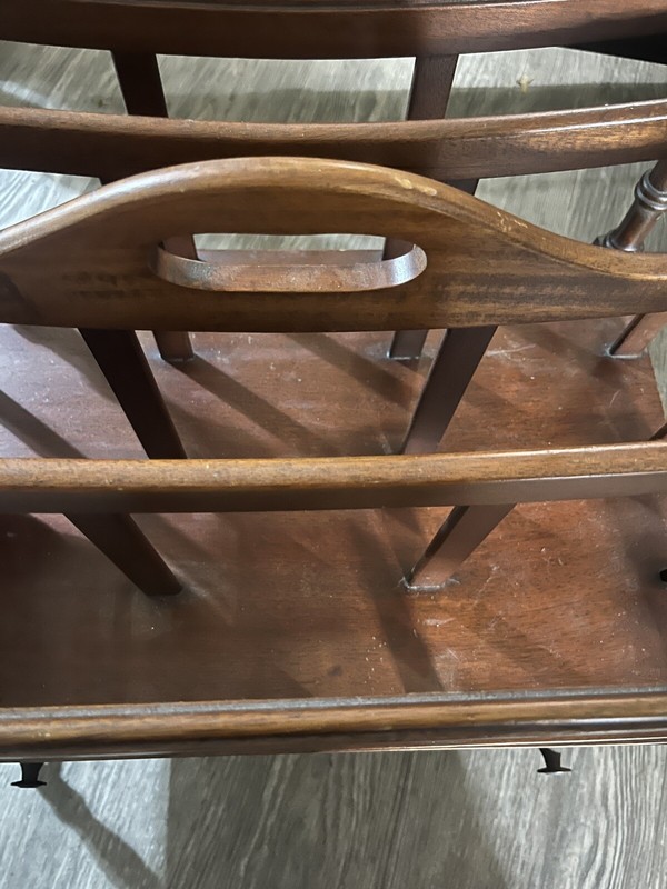 Mid Century Mahogany Canterbury Magazine Rack by Columbia (RP)(MR-34) gallery