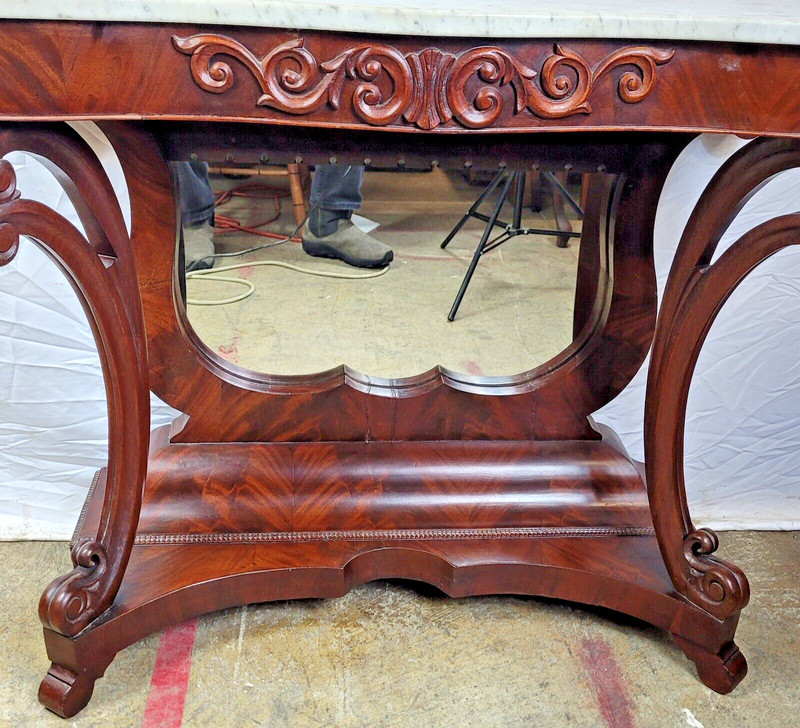 CONSOLE AMERICAN EMPIRE EARLY VICTORIAN CONSOLE MARBLE TOP gallery